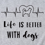 Simple Letter Life Is Better with Dogs Round Neck and Short Sleeve Female T-shirt