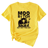 MOO GET OUT THE HAY Fun Pattern Casual Short Sleeve T-shirt