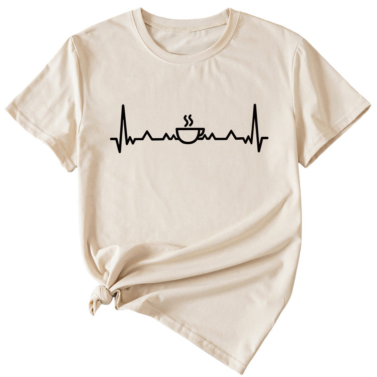 ECG Coffee Women's Loose Short Sleeve Top Round Neck T-shirt