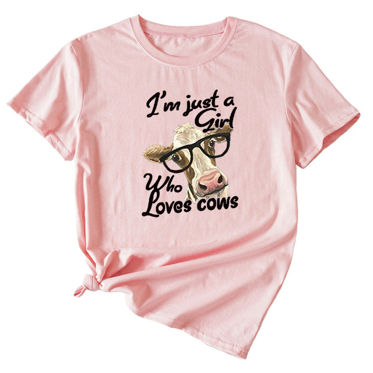 Womens Im Just A Girl Fun Pattern Casual Short-sleeved T-shirt