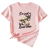 Womens Im Just A Girl Fun Pattern Casual Short-sleeved T-shirt