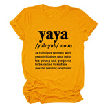 Casual round neck yaya yuh yun noun simple printing short sleeves
