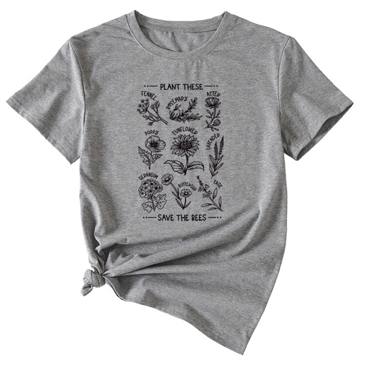 PLANT TESE SAVE THE BEES FLORAL PATTERN SHORT SLEEVES