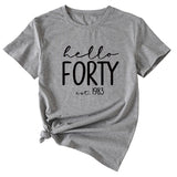 English Letter Hello Forest Est 1983 Round Neck Short Sleeve T-shirt
