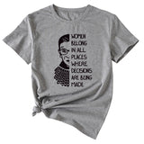 Letter Pattern Women Belong in All Places Short Sleeve T-shirt