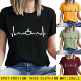 ECG Coffee Women's Loose Short Sleeve Top Round Neck T-shirt