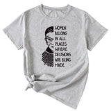 Letter Pattern Women Belong in All Places Short Sleeve T-shirt