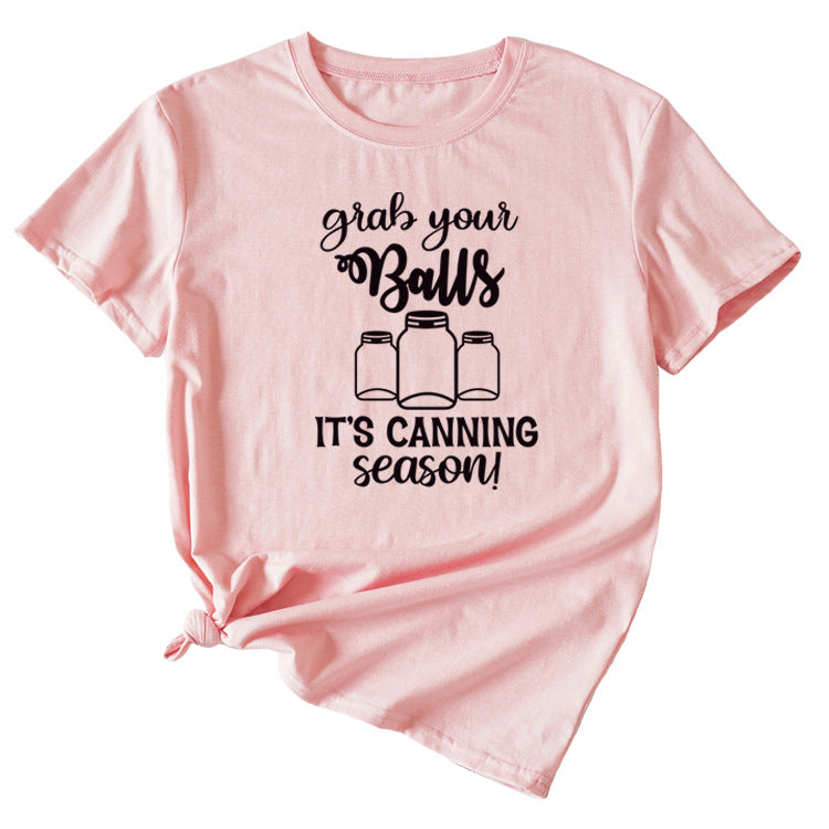 Giabyur Simple Letter Pattern Ladies Short Sleeve T-shirt