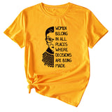 Letter Pattern Women Belong in All Places Short Sleeve T-shirt