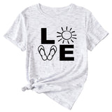 LOVE Fun Pattern Women's Loose Round Neck Short Sleeve Top Shirt