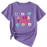 Letter ABCDEF You Printed Women's Summer Casual Loose Short Sleeve
