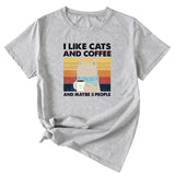 I Like Cats And Coffee Fun Pattern Short Sleeve Woman