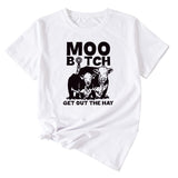 MOO GET OUT THE HAY Fun Pattern Casual Short Sleeve T-shirt