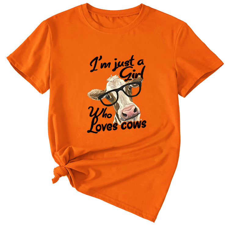 Womens Im Just A Girl Fun Pattern Casual Short-sleeved T-shirt