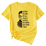 Letter Pattern Women Belong in All Places Short Sleeve T-shirt