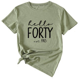 English Letter Hello Forest Est 1983 Round Neck Short Sleeve T-shirt