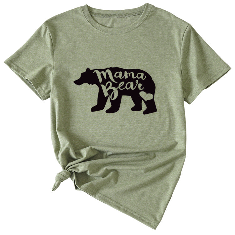 Women's Mama Bear Funny Pattern Short Sleeve Top