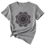 Flower Pattern Printed Casual Loose Round Neck Short Sleeves