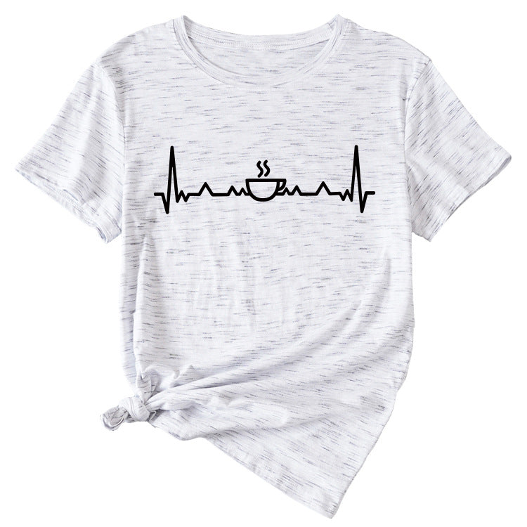 ECG Coffee Women's Loose Short Sleeve Top Round Neck T-shirt