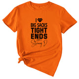 Big sacks Tight Ends Letter Large Women's Short Sleeve T-shirt