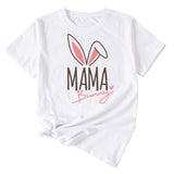 Cute Mama Bunny Pattern Women's Casual Round Neck Short Sleeve T-Shirt