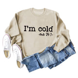 I'm Cold Me Letter Loose Bottoming Long Sleeve Sweater Girl