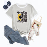 Sunshine Mixed with Sunflower Pattern Ladies Short Sleeve T-shirt