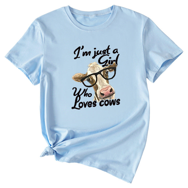 Womens Im Just A Girl Fun Pattern Casual Short-sleeved T-shirt