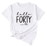 English Letter Hello Forest Est 1983 Round Neck Short Sleeve T-shirt