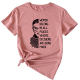 Letter Pattern Women Belong in All Places Short Sleeve T-shirt