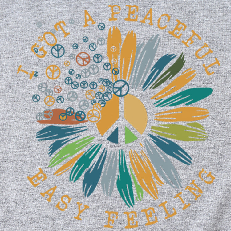 Fashion I GOT A PEACEFUL EASY Fun Pattern Short Sleeve T-shirt