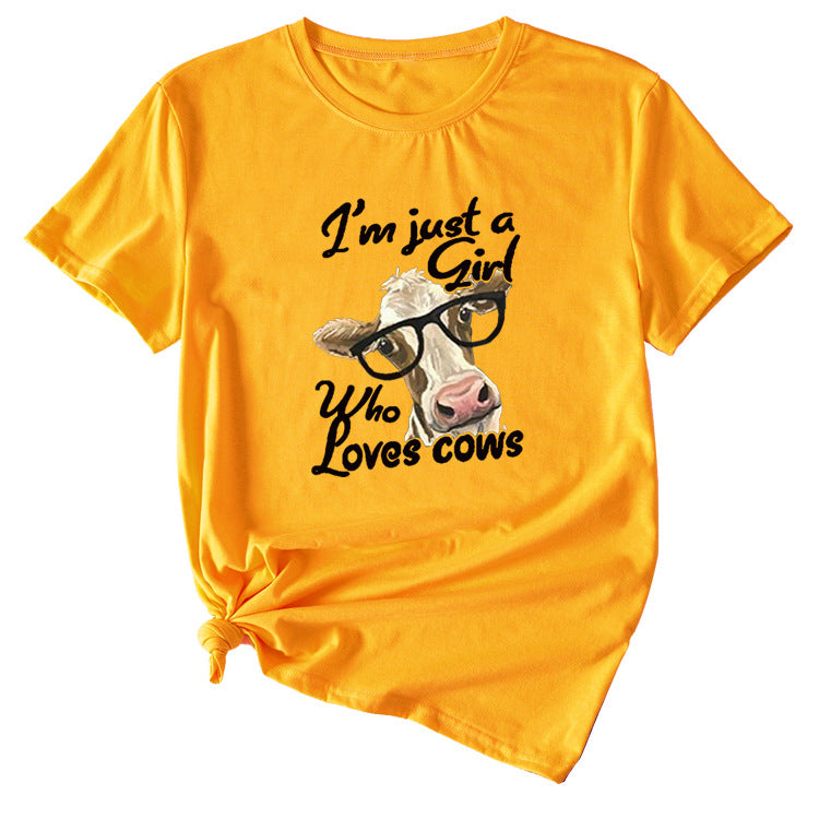 Womens Im Just A Girl Fun Pattern Casual Short-sleeved T-shirt