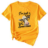 Womens Im Just A Girl Fun Pattern Casual Short-sleeved T-shirt