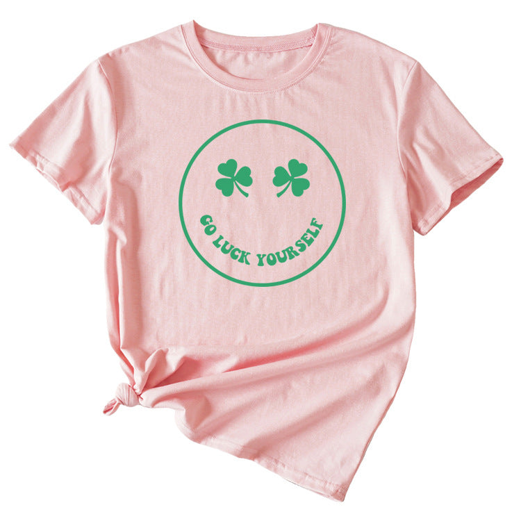 Fun Go Luck Yourself Casual Round Neck Short Sleeve Top