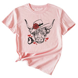 T-shirt à manches courtes et col rond pour femmes, à la mode, motif Rose Bullhead, décontracté