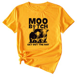 MOO GET OUT THE HAY Fun Pattern Casual Short Sleeve T-shirt