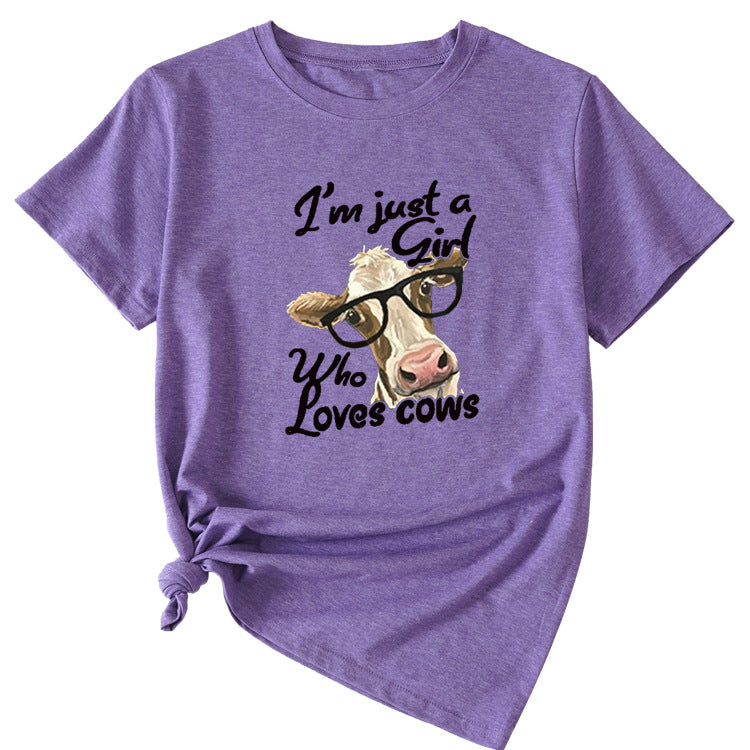 Womens Im Just A Girl Fun Pattern Casual Short-sleeved T-shirt