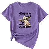 Womens Im Just A Girl Fun Pattern Casual Short-sleeved T-shirt