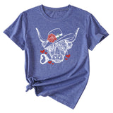 T-shirt à manches courtes et col rond pour femmes, à la mode, motif Rose Bullhead, décontracté