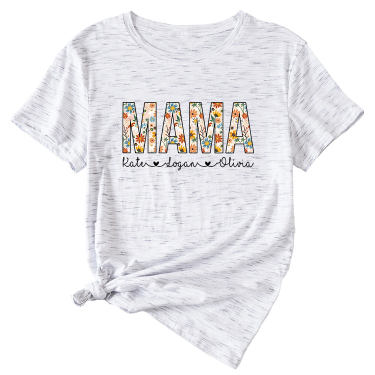 Letter Mama Kate Women's Casual Round Neck Short Sleeve T-shirt