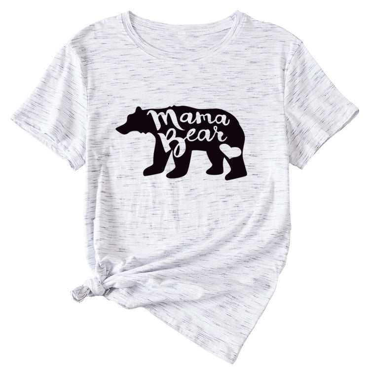 Women's Mama Bear Funny Pattern Short Sleeve Top