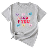 Letter ABCDEF You Printed Women's Summer Casual Loose Short Sleeve