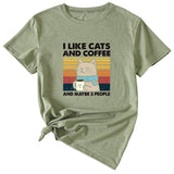 I Like Cats And Coffee Fun Pattern Short Sleeve Woman