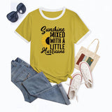 Sunshine Mixed with Sunflower Pattern Ladies Short Sleeve T-shirt
