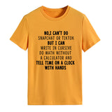 NO I CAN'T DO Alphabet Crew Neck Loose Short Sleeve Large Size T-Shirt