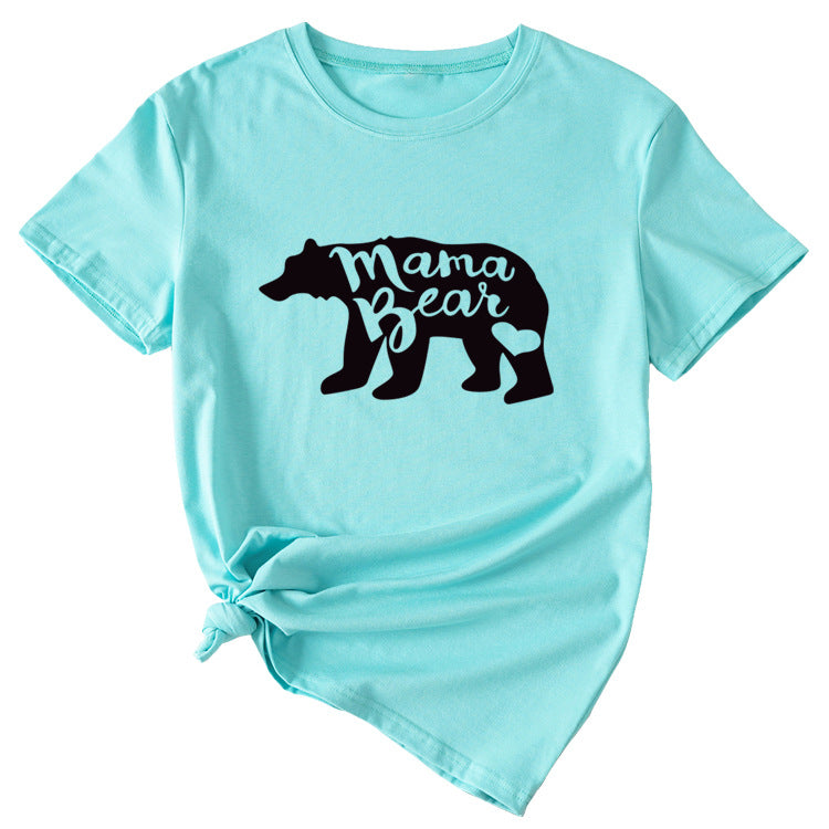 Women's Mama Bear Funny Pattern Short Sleeve Top