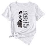 Letter Pattern Women Belong in All Places Short Sleeve T-shirt