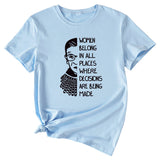 Letter Pattern Women Belong in All Places Short Sleeve T-shirt