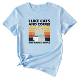 I Like Cats And Coffee Fun Pattern Short Sleeve Woman
