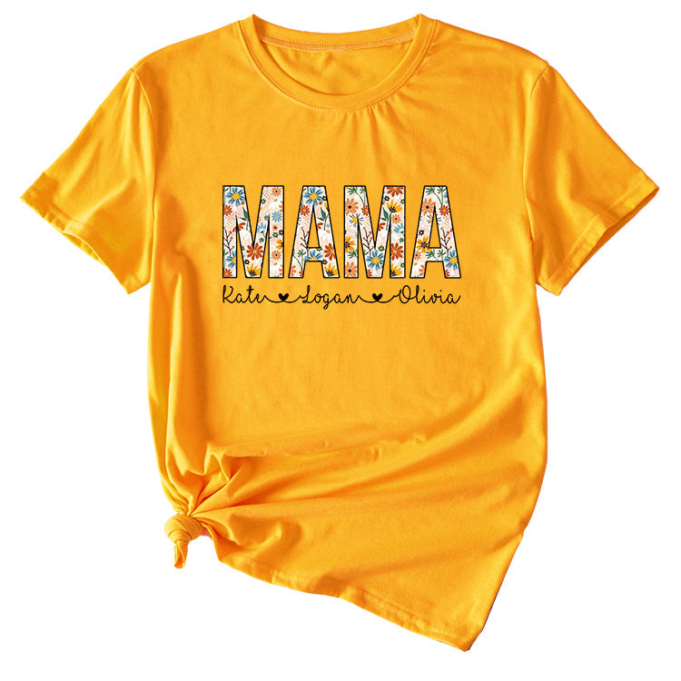 Letter Mama Kate Women's Casual Round Neck Short Sleeve T-shirt